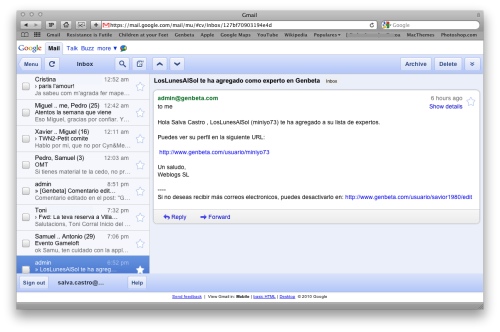 Gmail en formato iPad 