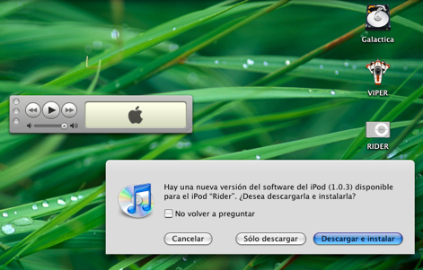 iPod shuffle actualizándose